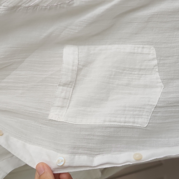 Billabong white sheer cover up shirt long sleeve button down collar beach pool - Picture 5 of 6